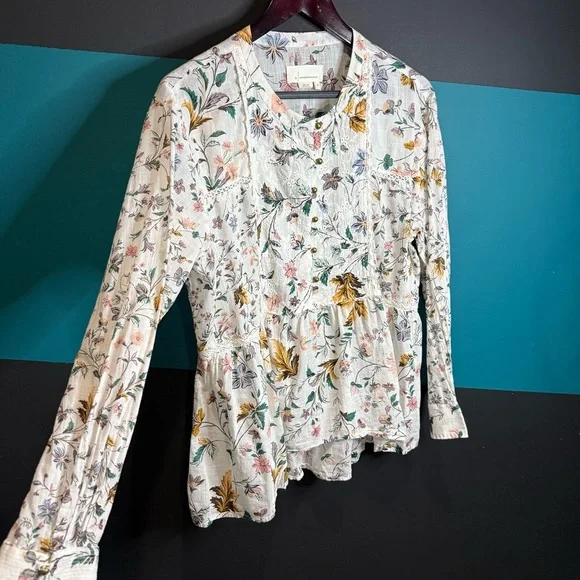 Floral Print Women's Top Ginevra Lace Babydoll Blouse 100% cotton - Picture 6 of 14